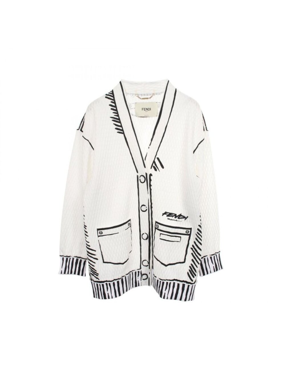 Fendi Cardigan Illustration Style Joshua Vidas Collaboration